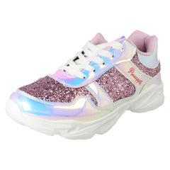 Girls Pineapple Sparkly Casual Lace Up Trainers H2683