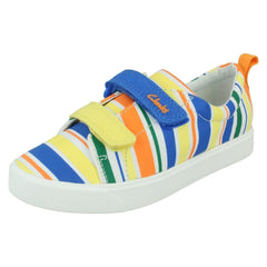 Childrens Clarks Hook & Loop Fastening Canvas Shoes City Bright