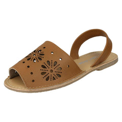 Ladies Leather Collection Flower Design Mules