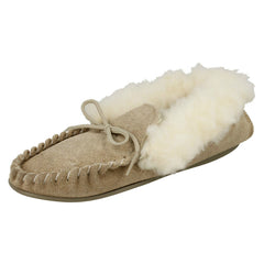 Ladies Spot On Slip On Slippers Real Suede Moccasin