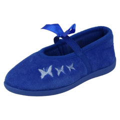 Infant Girls Spot On Slippers with Butterfly Stitching