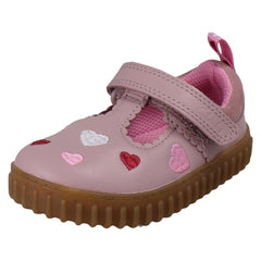 Girls Clarks T-Bar Shoes Cove Heart T