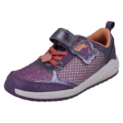 Girls Clarks Unicorn Detailed Hook and Loop Trainers Aquatic Brill K