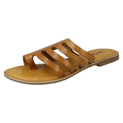 Ladies Leather Collection Flat Strappy Sandals F00125