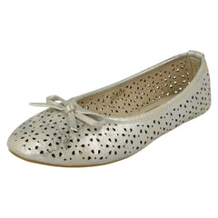 Girls Spot On Cut Out Detail Ballerina Flats