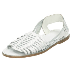 Ladies Leather Collection Flat Weaved Slingback Sandal