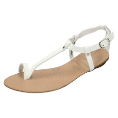 Ladies Spot On Flat Toeloop Sandal Ankle Strap