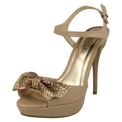 Ladies Spot On Platform High Heels With Diamante Bow
