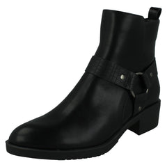 Ladies Spot On Low Ankle Boots with Ring Trim Strap F51240