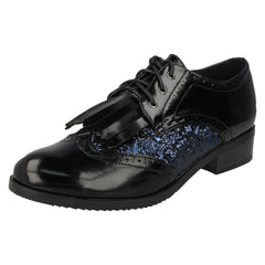 Ladies Spot On Glitter Shoes With Fringe Detail
