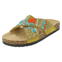 Ladies Spot On Beaded Mules F00347