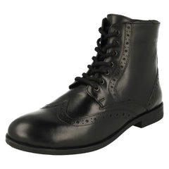 Ladies Leather Collection Brogue Lace Up Detailed Boots F4456