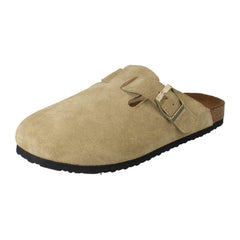 Ladies Down To Earth Buckle Detailed Slip On Mule Sandals F80591