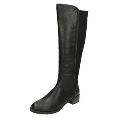 Ladies Spot On Mid Heel Calf Boots F50868