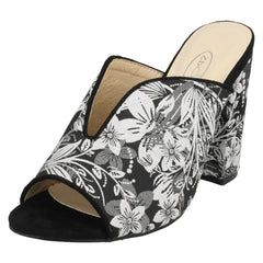 Ladies Spot On High Chunky Heel Mules