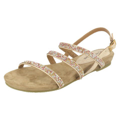 Ladies Leather Collection Diamante Slingback Sandals