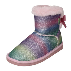 Girls Spot On Fur Trim Ankle Boots