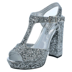 Ladies Spot On Glittery Platform Sandals