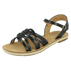 Ladies Savannah Flat Ankle Strap Sandal with Weaved Upper F00442