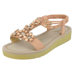 Ladies Savannah Flower Beaded Sandals