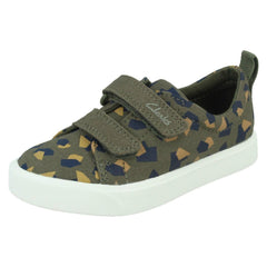 Childrens Clarks Hook & Loop Fastening Canvas Shoes City Bright