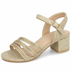 Girls Spot On Low Heel 3 Strap Diamante Mule H1124