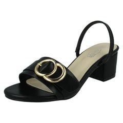 Ladies Sling Strap Mid Heel Wide Fit Mule Sandals F12023