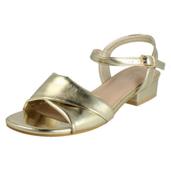 Ladies Spot On Low Heel Casual Buckle Fastening Sandals F12113