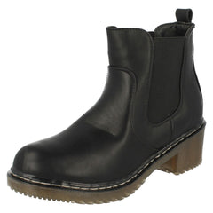 Ladies Spot On Chunky Heel Ankle Boots