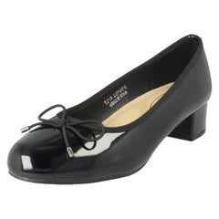 Ladies Spot On Short Heel Bow Detailed Court Shoes F90152