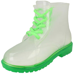 Girls Spot On Lace Up Jelly Boot