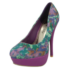 Ladies Spot On Heeled Platform Court Shoe