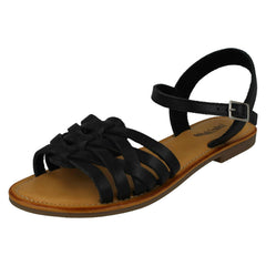 Ladies Leather Collection Flat Strappy Sandals F00200