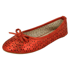 Girls Spot On Cut Out Detail Ballerina Flats