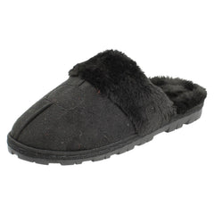 Ladies Spot On Textile Mule Slippers X2131