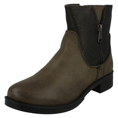 Ladies Spot On Mid Heel Ankle Boots