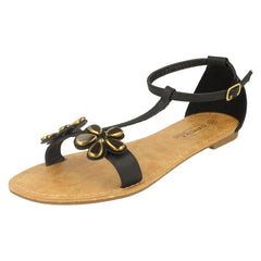 Ladies Spot On T-Bar Ankle Strap Summer Sandals