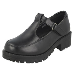 Girls Cool For School Mid Heel T-Bar School Shoes