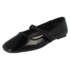 Ladies Savannah Slip On Elastic Strap Bow Detailed Mary Jane Shoes F80567