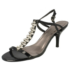 Ladies Spot On Diamante Strappy Heeled Sandals