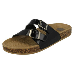 Ladies Spot On Two Buckle Mules