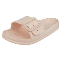 Ladies Spot On Flat Buckle Mules F00349