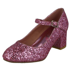 Girls Spot On Heeled Sparkly Dolly Shoes H3057