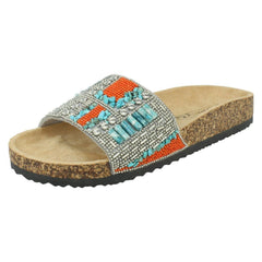 Ladies Spot On Beaded Mules F00348