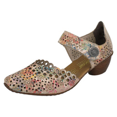 Ladies Rieker Punched Detailed Summer Shoes 43753