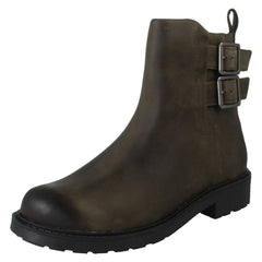 Ladies Clarks Buckle Detailed Zip Fastening Leather Ankle Boots Orinoco2 Bay
