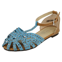 Girls Spot On T-Bar Diamante Sandals