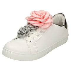Ladies Spot On Big Flower Trim Pumps
