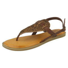 Ladies Leather Collection Animal Print Sandals F00228