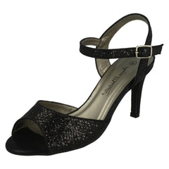Ladies Anne Michelle Glitter Peep Toe Heels F10467